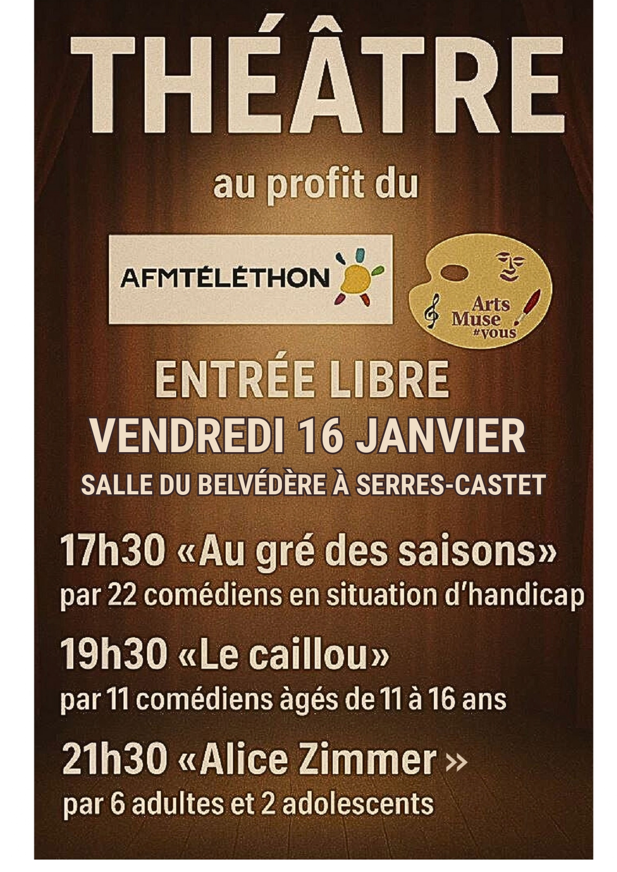 Soirée théâtre au profil du Téléthon, à Serres-Castet