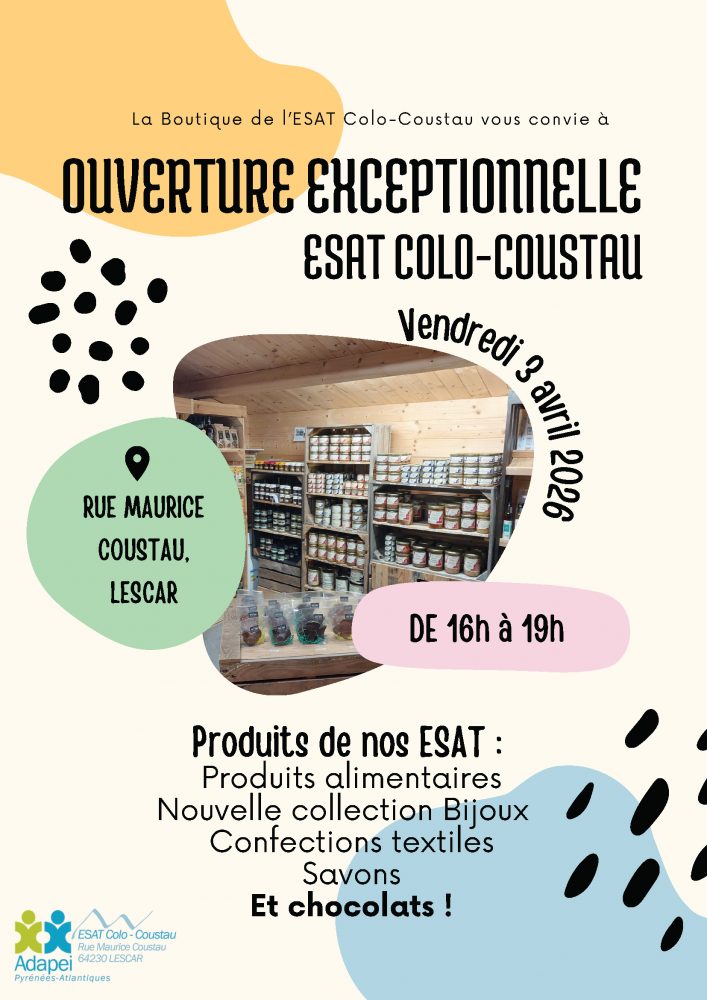 Affiche de la nocturne de la boutique de l'ESAT Colo-Coustau