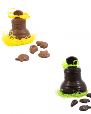 Grande cloche en chocolat garnie