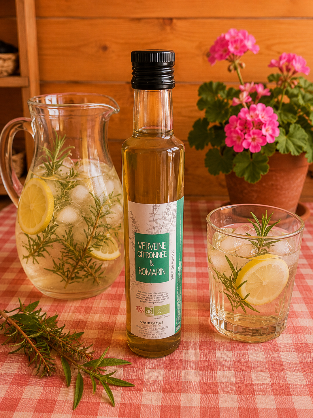 Sirop de Fleurs Verveine Citronnée et Romarin