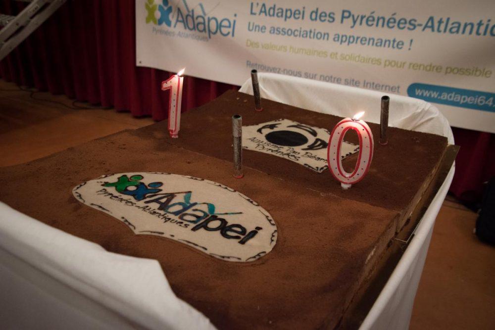 Le gâteau d'anniversaire du SESSAD avec ses bougies "10" ans.